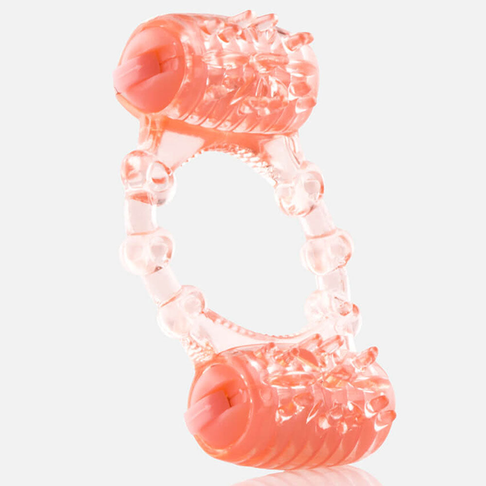 Stretchable double motor cock ring