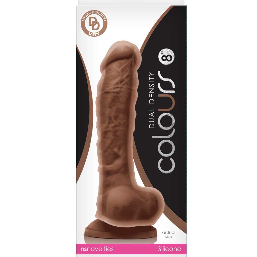 Colours Dual Density Silicone Dildo 8" - Lt Brown