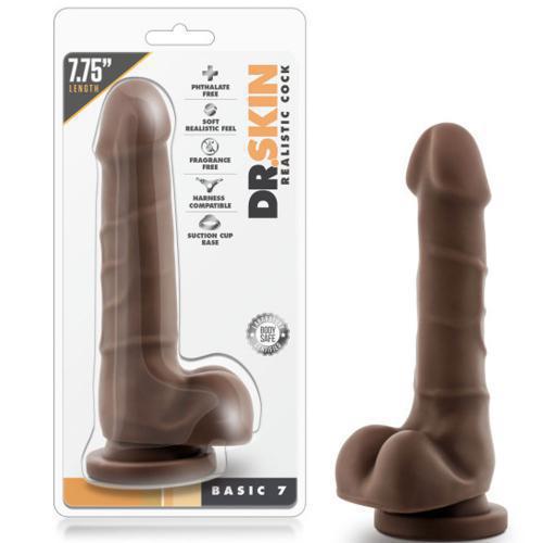 Dr Skin Dildo & Balls 7.75" With Base - Black
