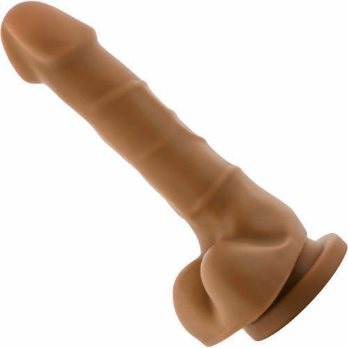 Dr Skin Dildo & Balls 7.75" With Base - Brown
