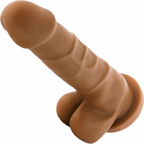 Dr Skin Dildo & Balls 7.75" With Base - Brown