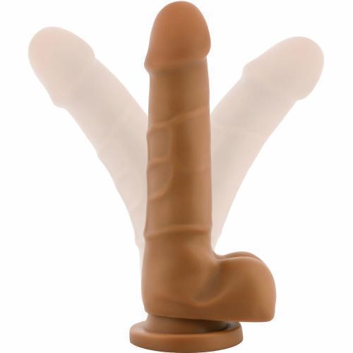Dr Skin Dildo & Balls 7.75" With Base - Brown