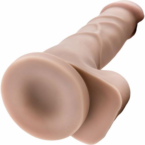 Dr Skin Dildo & Balls 7.75" With Base - Tan