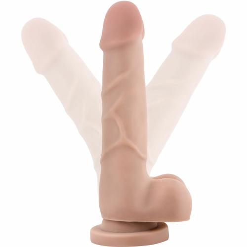 Dr Skin Dildo & Balls 7.75" With Base - Tan