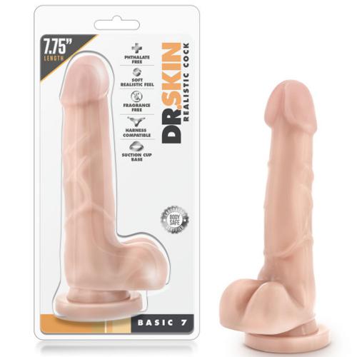 Dr Skin Dildo & Balls 7.75" With Base - Tan