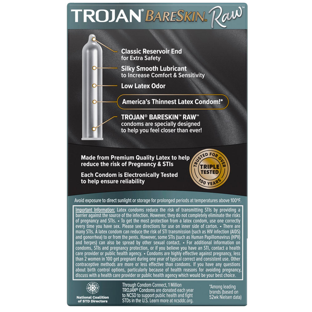 Trojan Bareskin Raw Thin Condoms 10 pack