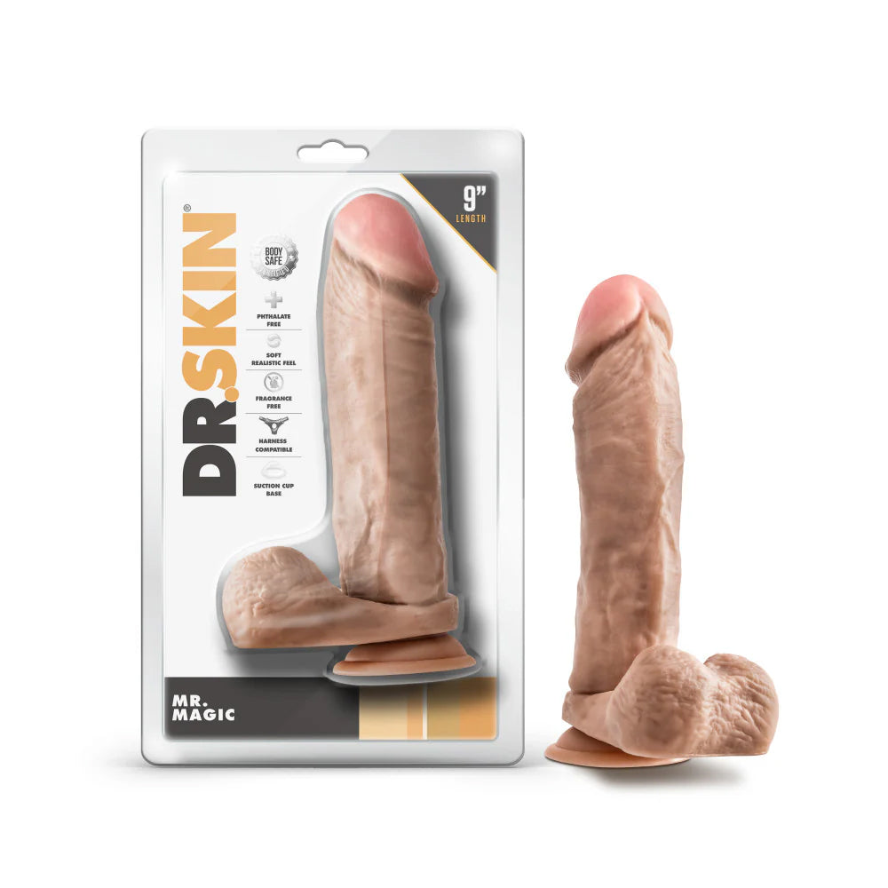 Dr Skin Dildo Mr Magic 9" W/ Suction Base - Tan