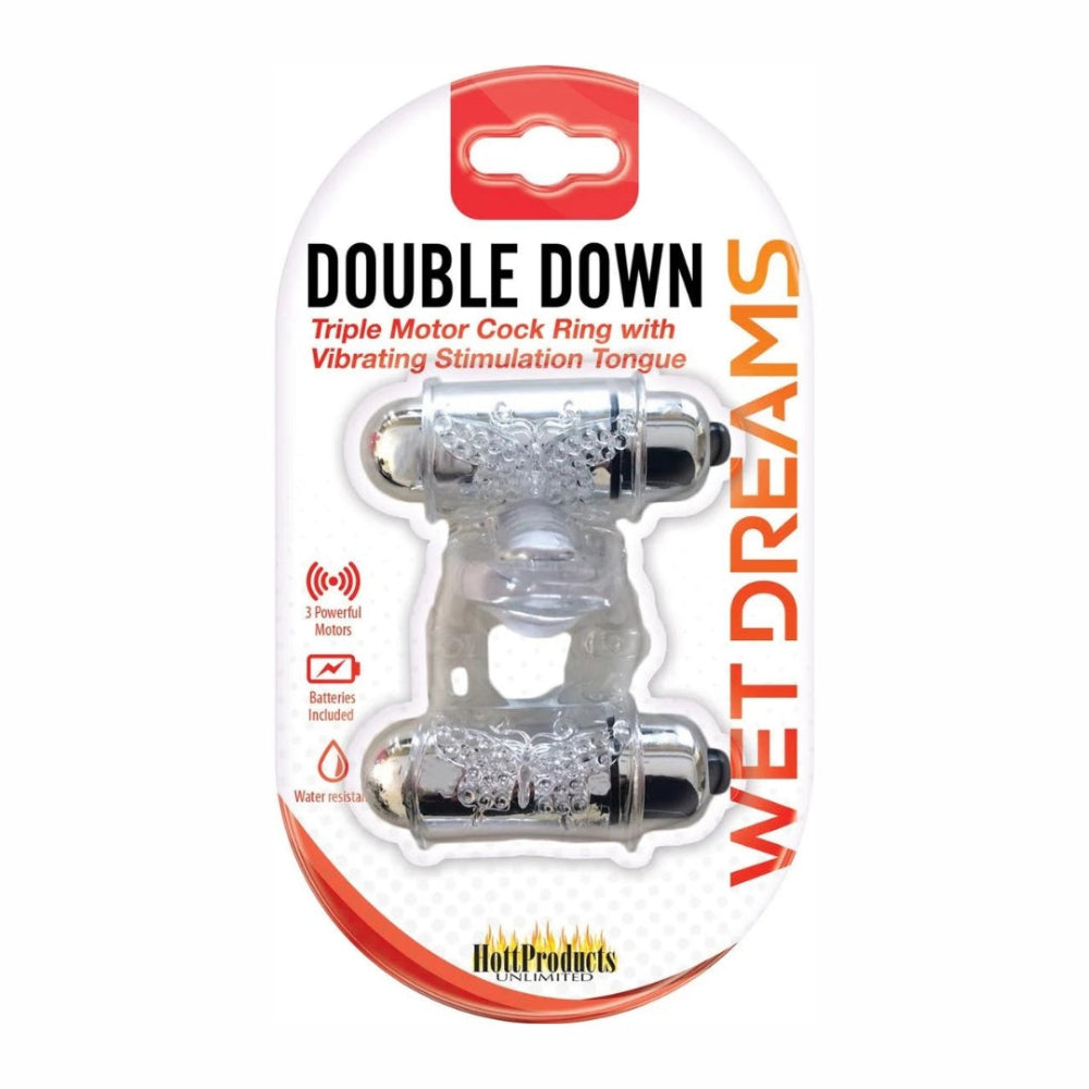 Wet Dreams Double Down Vibrating Cock Ring