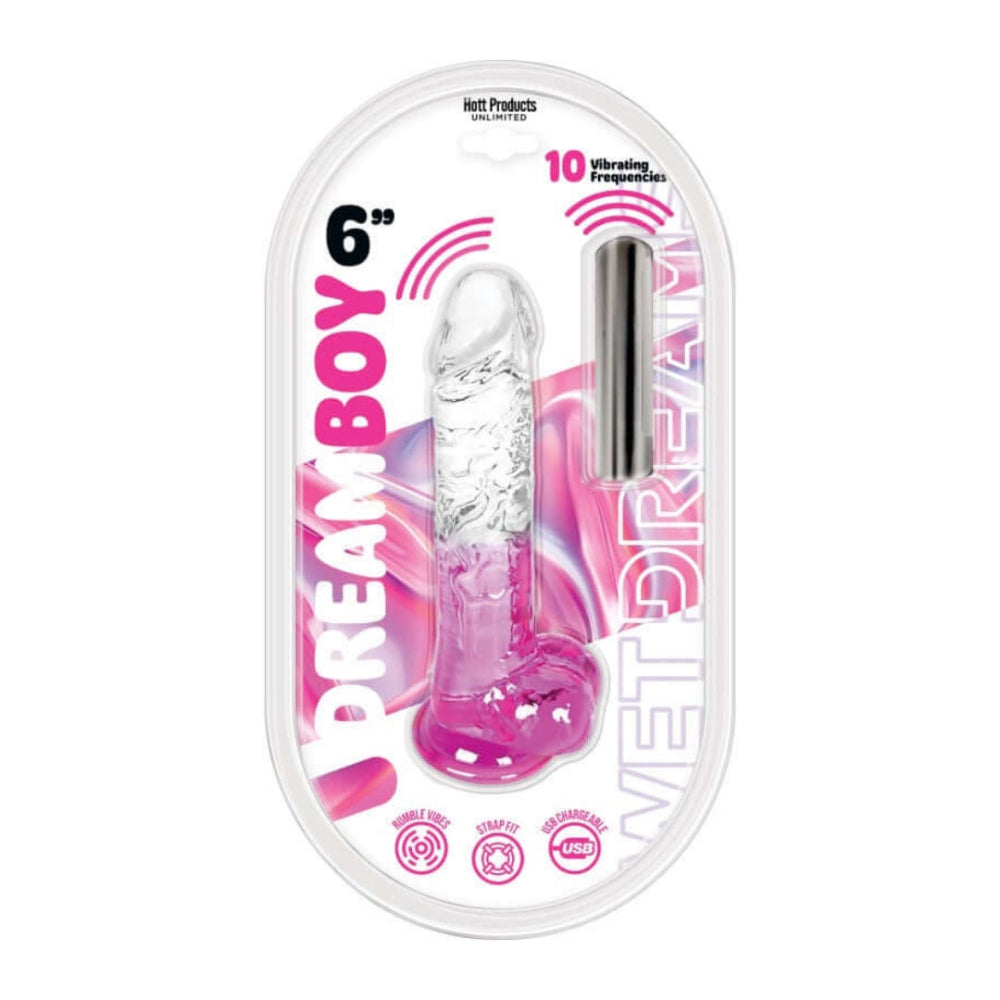 Wet Dreams Dream Boy 6" Vibrating Dildo Clear/Pink