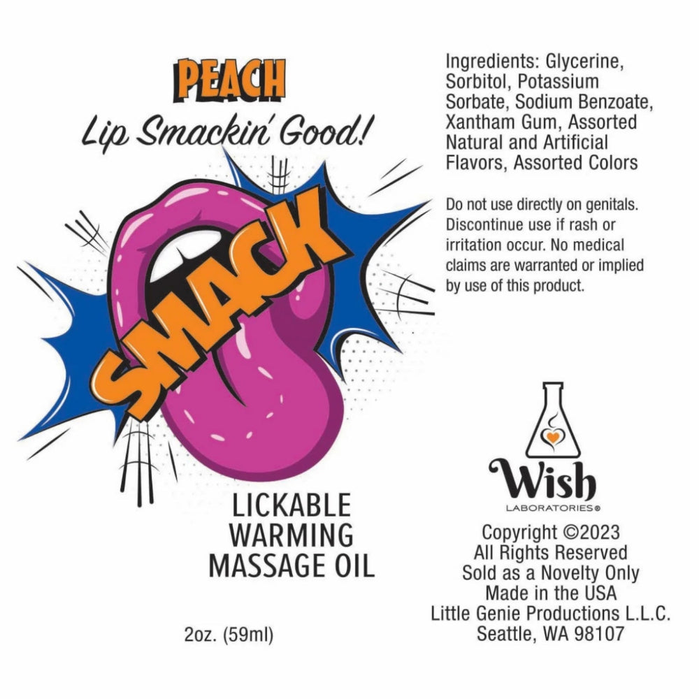 Smack Lickable Warming Massage Oil Peach 2oz