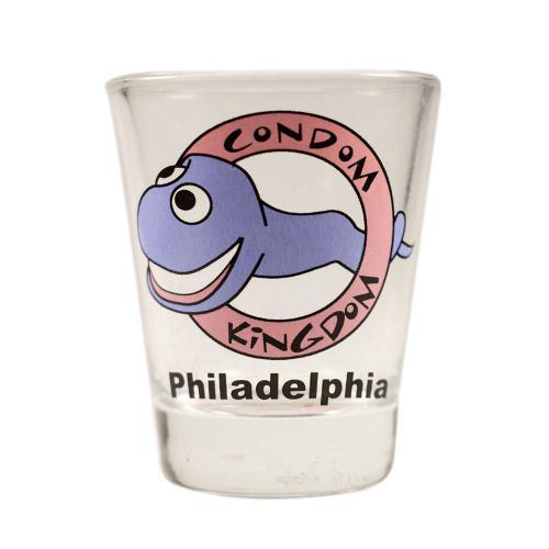 Condom Kingdom Shot Glass - Happy Sperm Logo