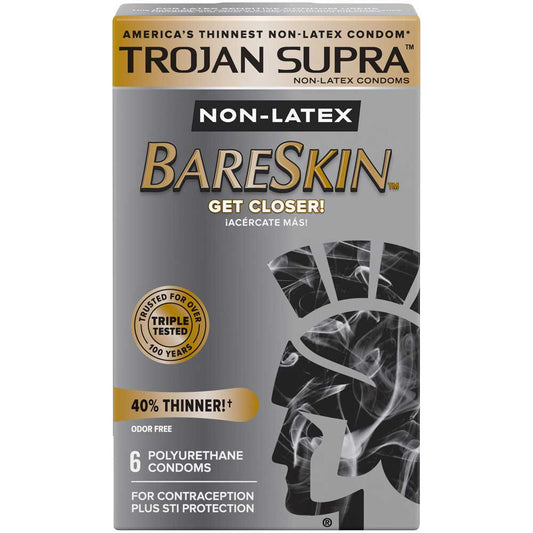 Trojan Bareskin Supra Non Latex Condoms 6 Pack