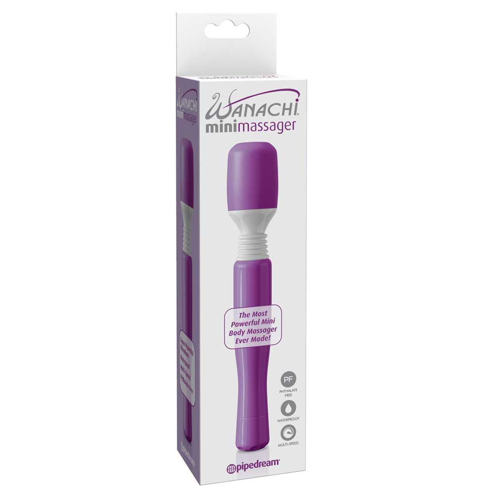 shows the box of a mini massager sex wand.
