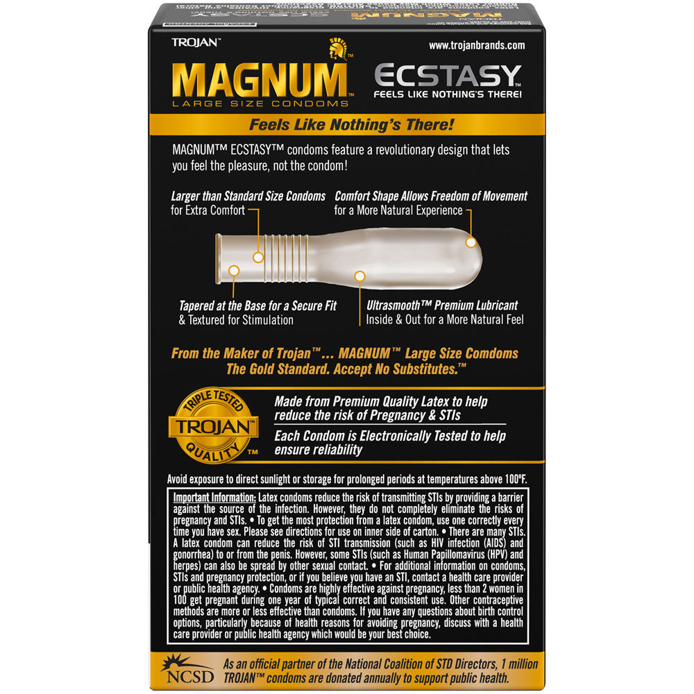 show the back of the trojan magnum box.