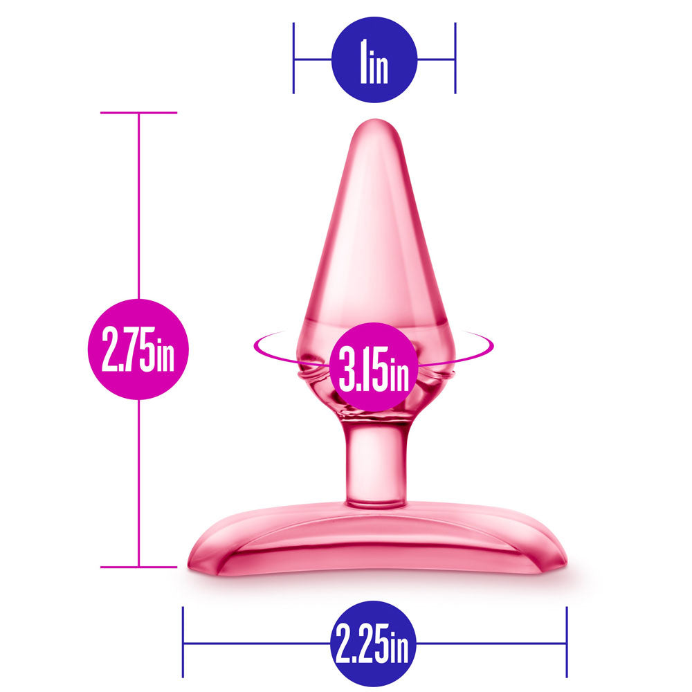 clear anal butt plug show the dimensions of the plug on a white background