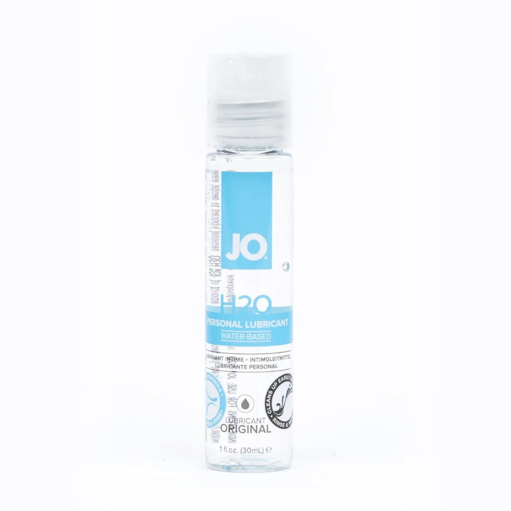 Bottle of JO personal lubricant on a white background