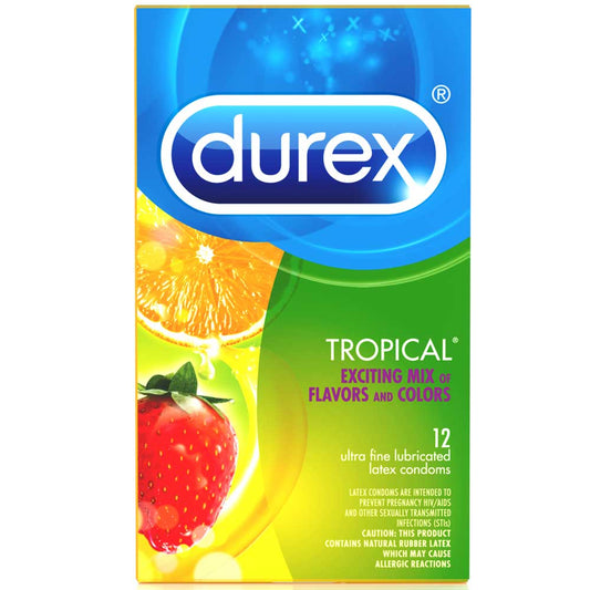 Durex Tropical Flavors Latex Condoms 12 Pack