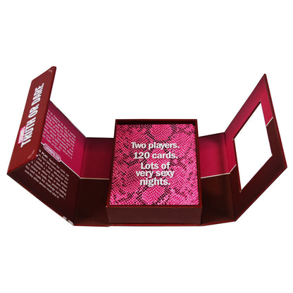 Shows the Cosmo's truth or dare game opened on a white background.