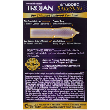 Trojan Bareskin Studded Condoms 10 Pack