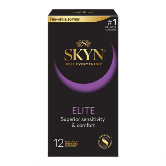 Skyn Elite condoms packaging on a white background