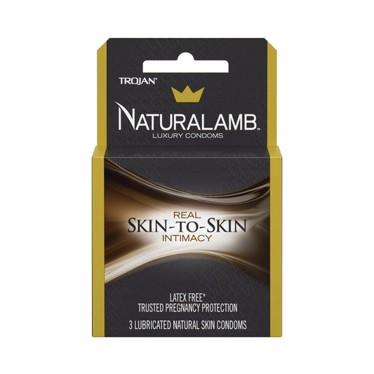 Trojan Naturalamb condom packaging on a white background