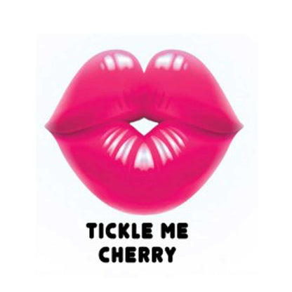 Pink lip-shaped gummy with cherry flavor against a white background. 