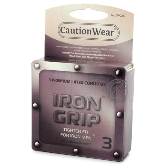 Caution Wear Iron Grip Tighter Condoms 3pk