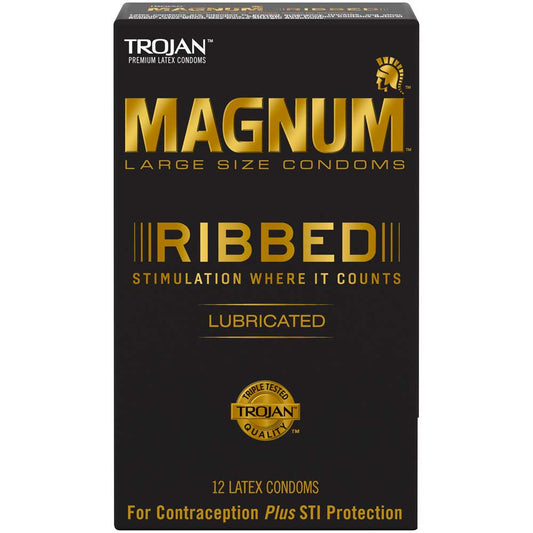 Trojan Magnum Ribbed Condoms 12 Pack
