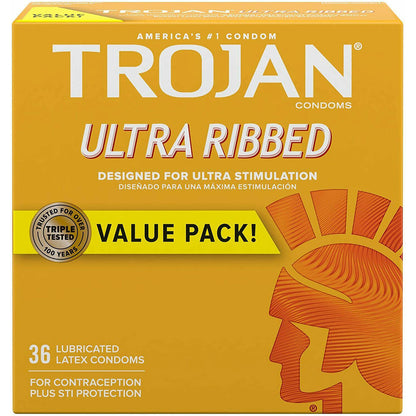 Trojan Ultra Ribbed Condoms 36 Pack
