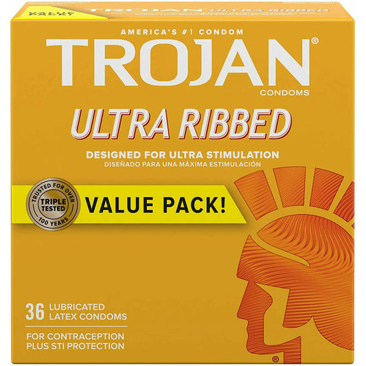 Trojan Ultra Ribbed Condoms 36 Pack