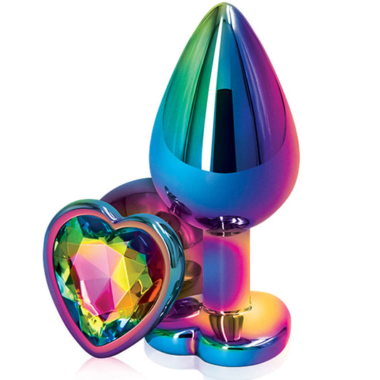 Rear Assets Med Butt Plug Heart - Iridescent
