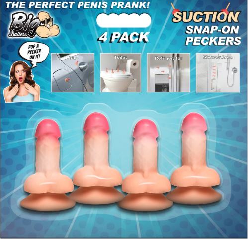 Big Ballers Suction Snap-On Peckers 4 Pk