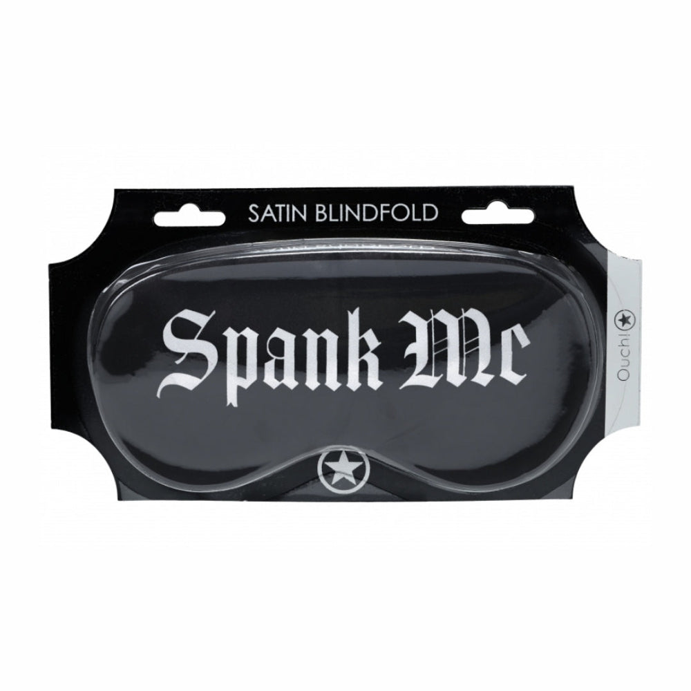 Ouch! Spank Me Printed Satin Mask Black