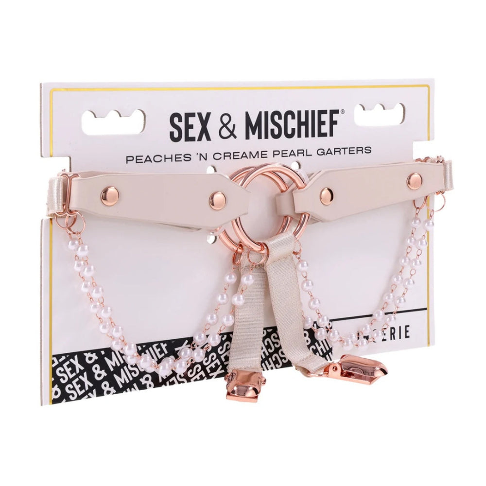 Sex & Mischief Peaches 'n Creame Pearl Garters