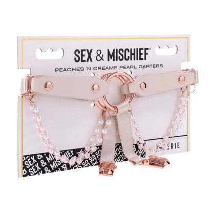 Sex & Mischief Peaches 'n Creame Pearl Garters
