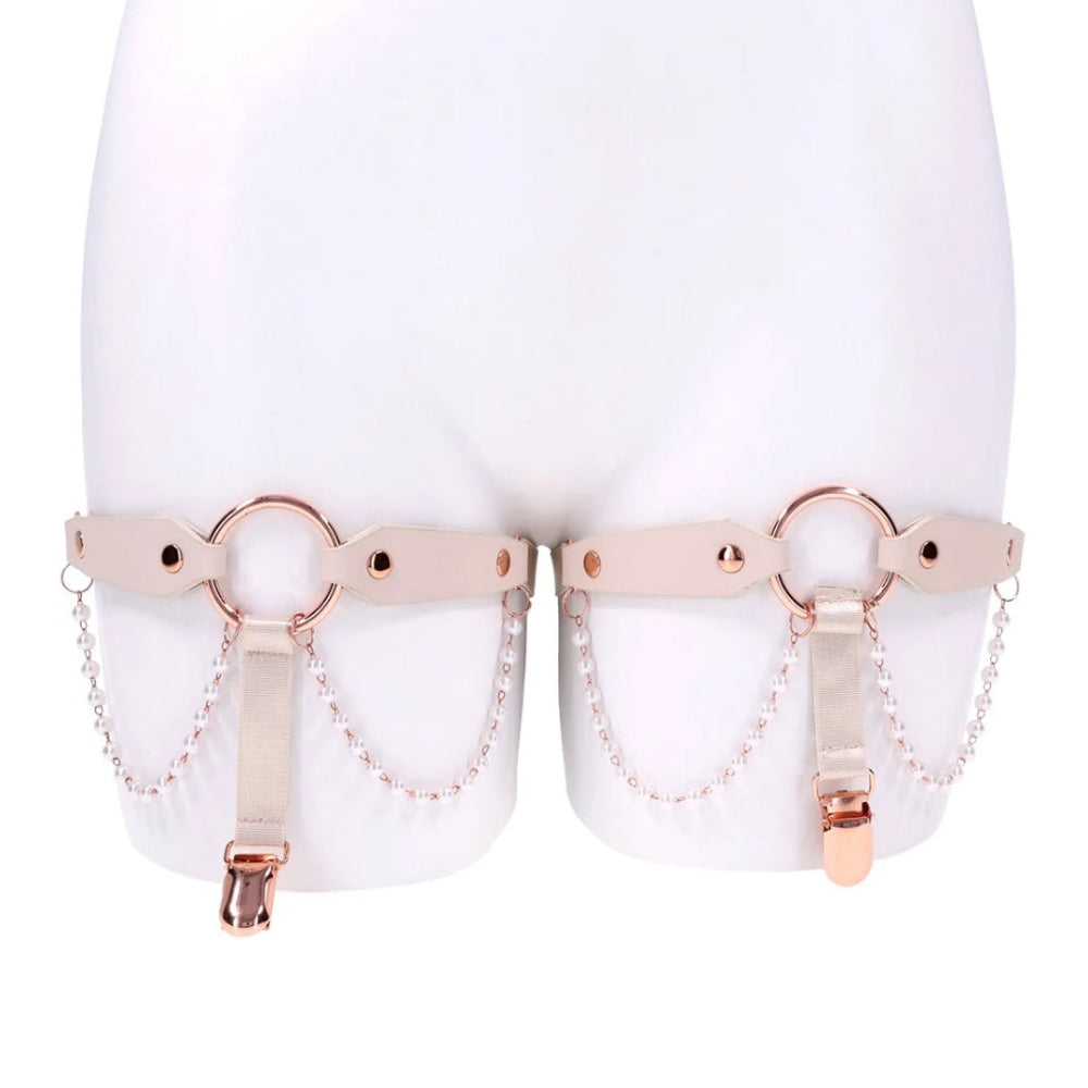 Sex & Mischief Peaches 'n Creame Pearl Garters