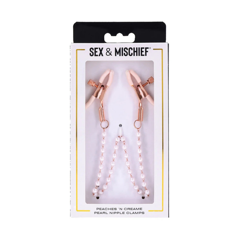 Sex & Mischief Peaches 'n Creame Pearl Nipple Clamps