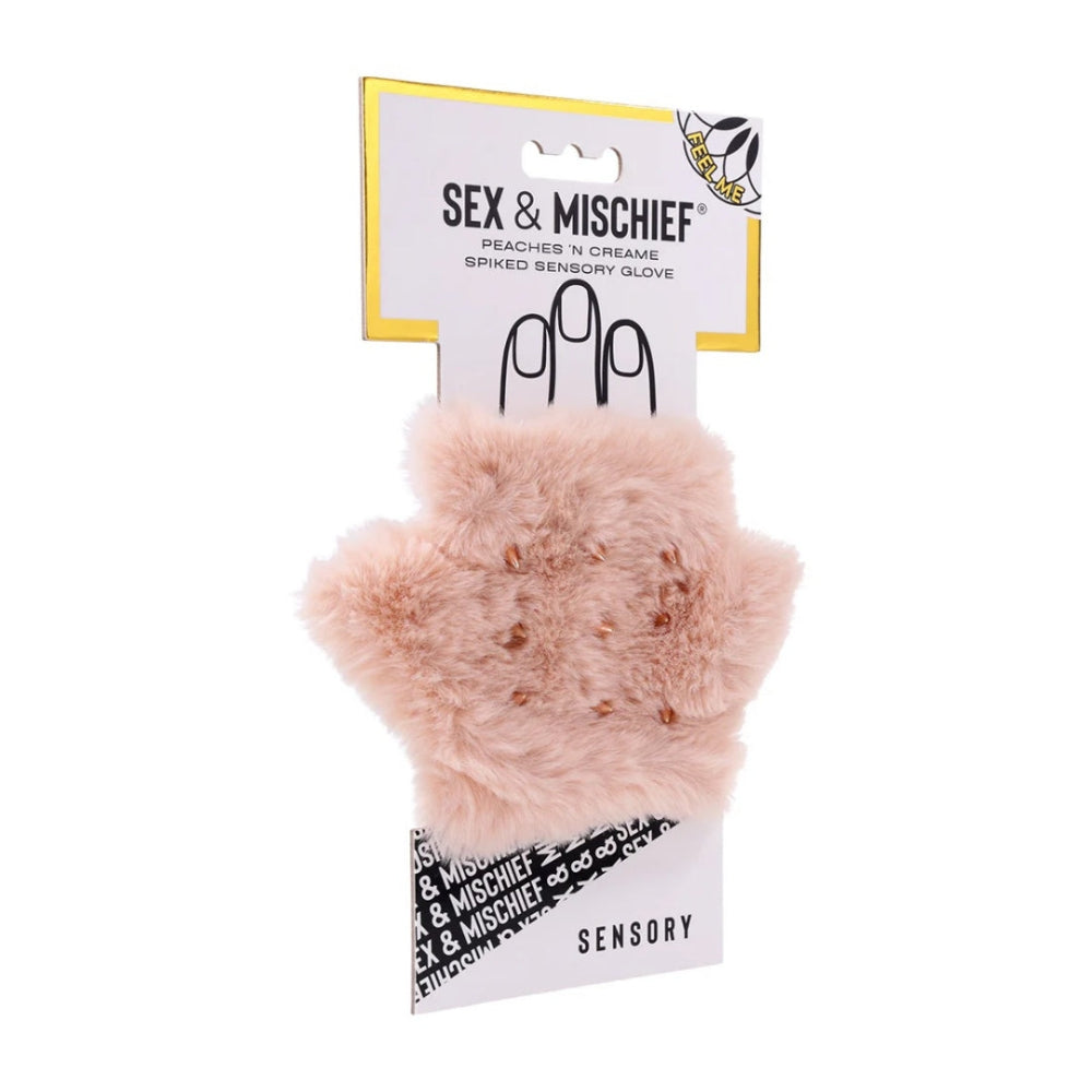 Sex & Mischief Peaches 'n Creame Spiked Sensory Fur Glove