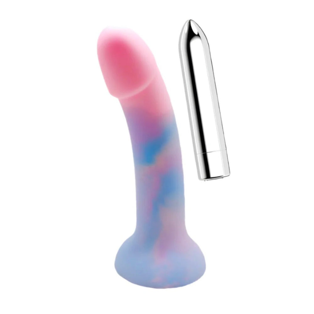 Cotton Candy Pound Cake Vibrating Silicone Dildo