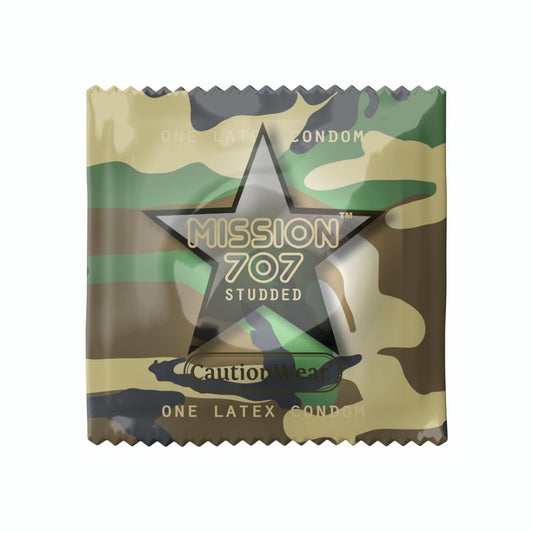 Single Condom - Caution Wear Mission 707 Studded