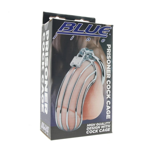 Blue Line Prisoner Chastity Cage Silver