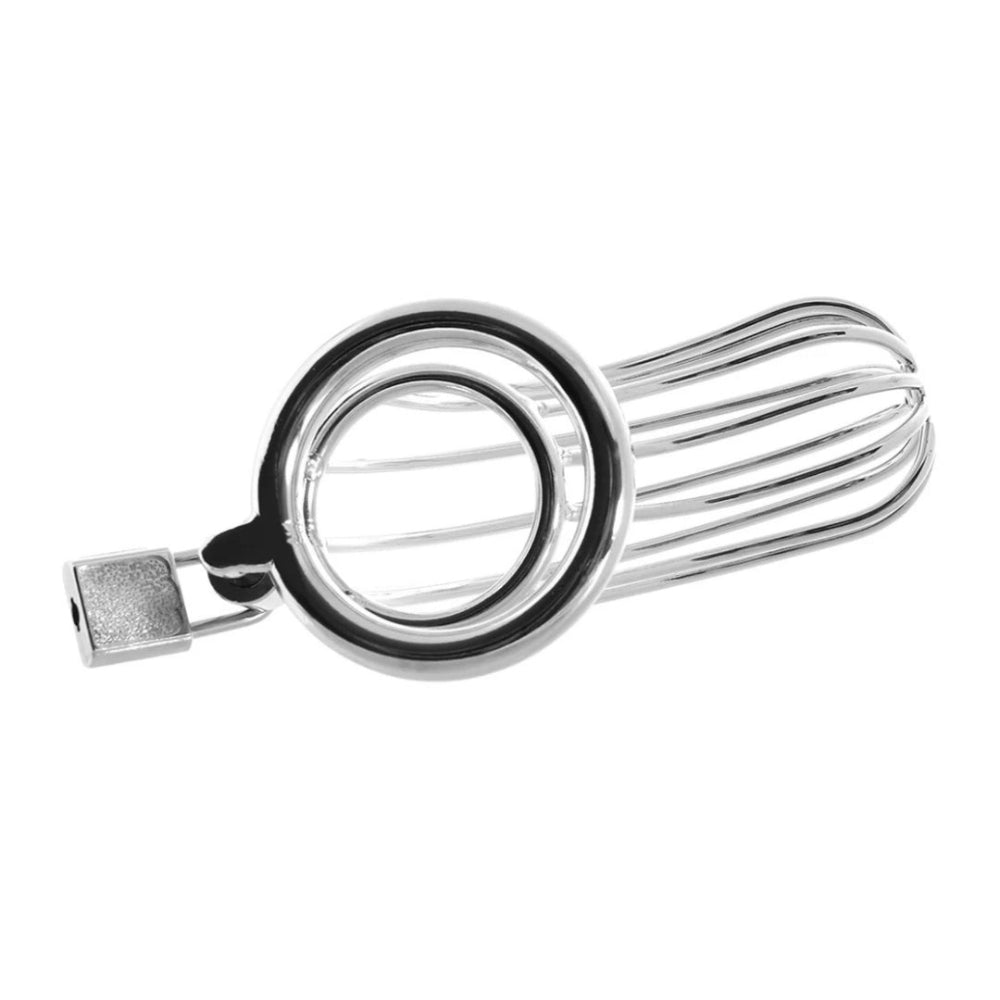 Blue Line Prisoner Chastity Cage Silver
