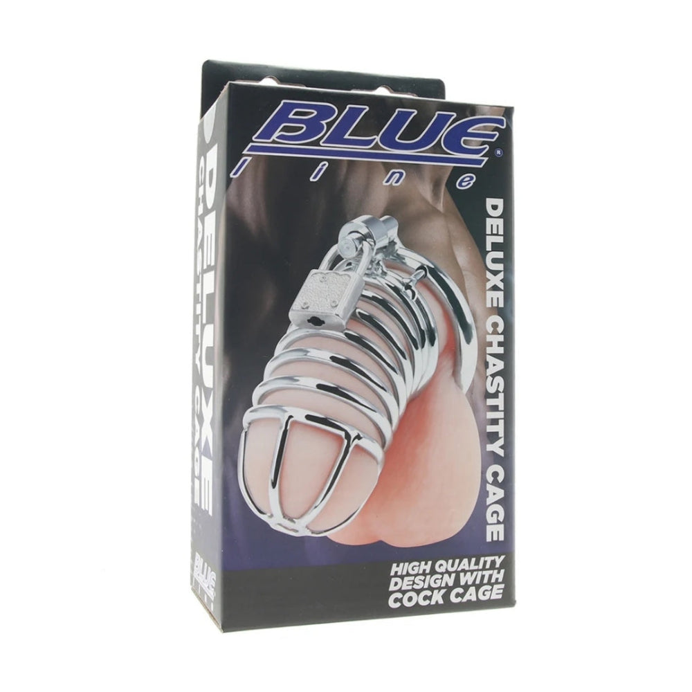 Blue Line Deluxe Chastity Cage Silver