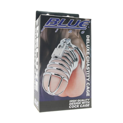 Blue Line Deluxe Chastity Cage Silver