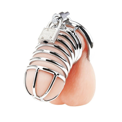 Blue Line Deluxe Chastity Cage Silver