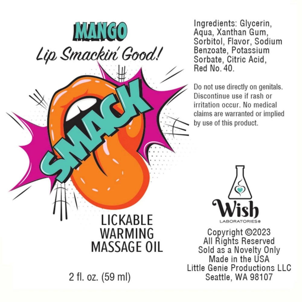 Smack Lickable Warming Massage Oil Mango 2oz