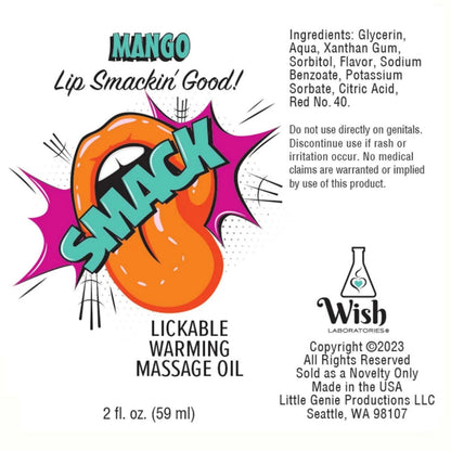 Smack Lickable Warming Massage Oil Mango 2oz