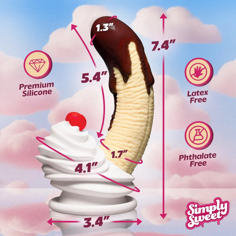 Simply Sweet Chocolate Dipped Banana Split Silicone Dildo